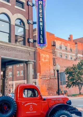 Image of downtown Pawhuska, OK featuring the Pioneer Woman Mercantile.