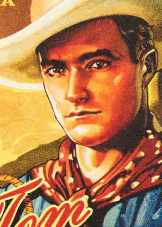Image from USPS Stamp featuring famous cowboy, rodeo and movie star Tom Mix.