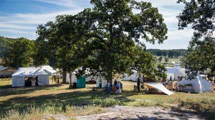 Mountain man camp recreation at Woolaroc