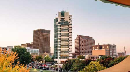 Post-2000s image of downtown Bartlesville taken during an event